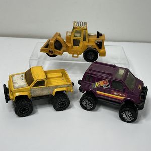 Vtg Remco Lot Steam Roller Aero Van Purple Pick Up Truck 4x4 Construction Work